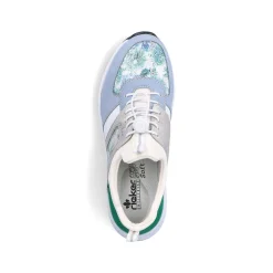 Rieker Colorful Styles-Women'S Slippers Baby Blue-Cream White