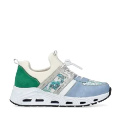 Rieker Colorful Styles-Women'S Slippers Baby Blue-Cream White