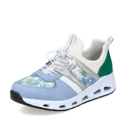 Rieker Colorful Styles-Women'S Slippers Baby Blue-Cream White