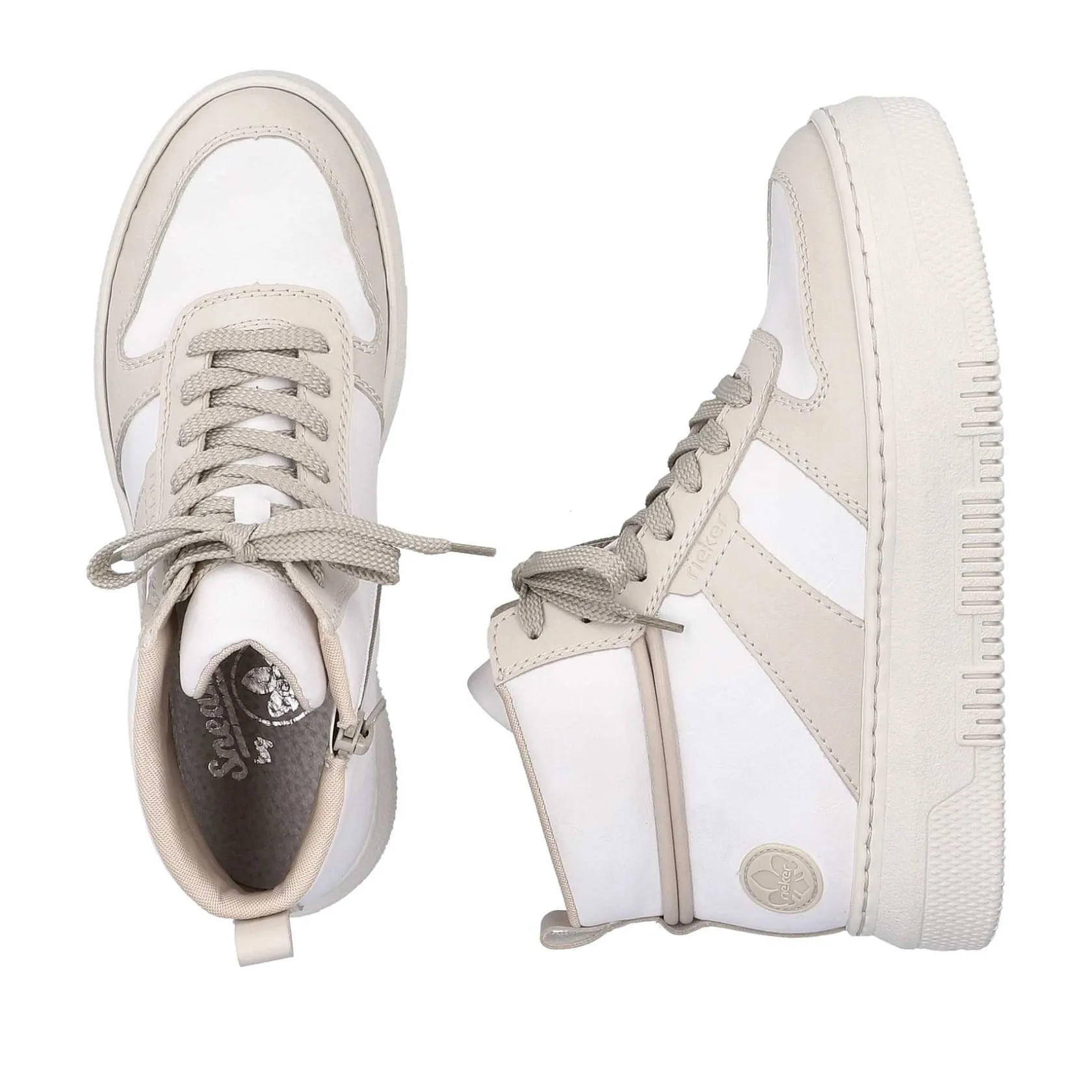 Rieker Sneakers-Women'S Sneaker High Swan White Beige
