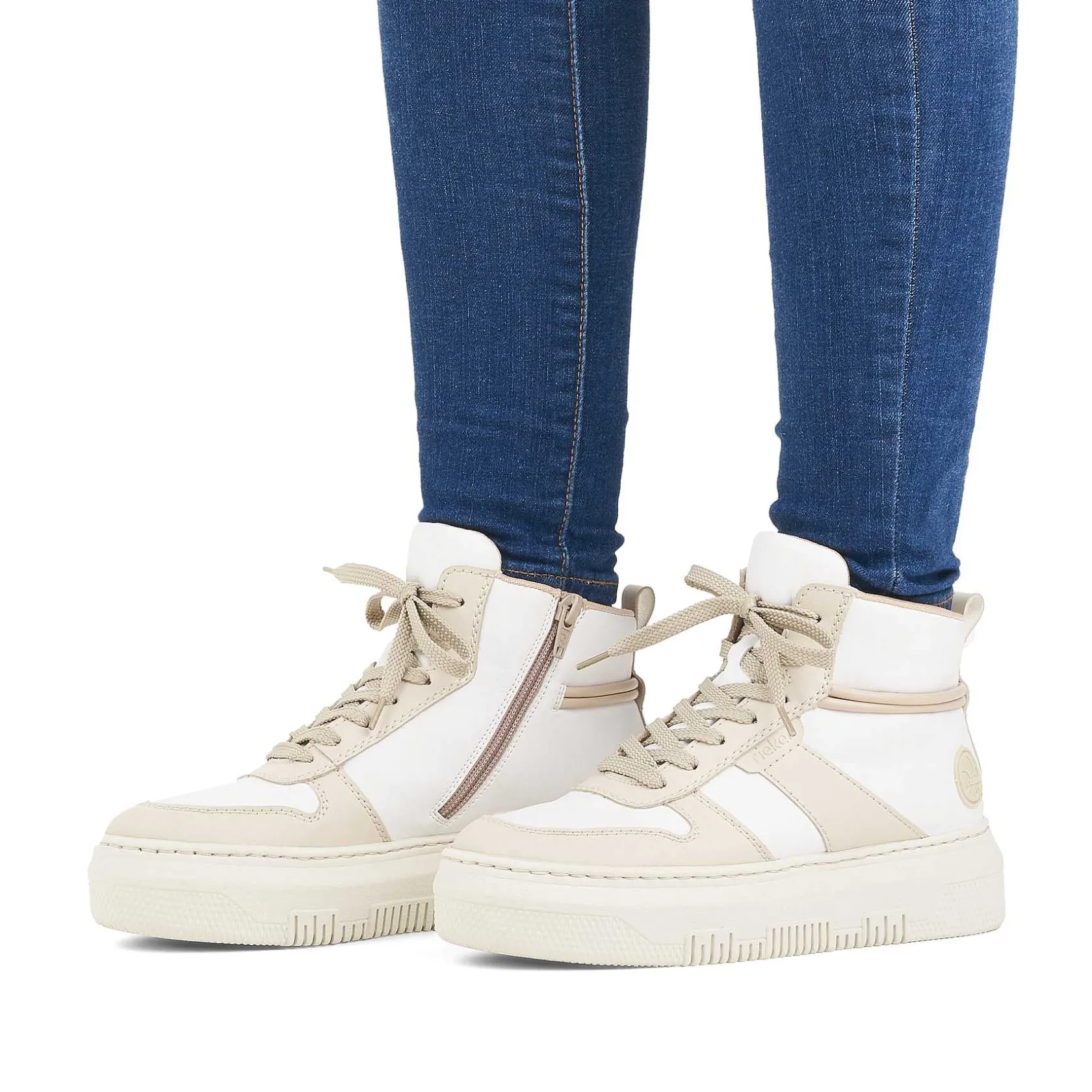 Rieker Sneakers-Women'S Sneaker High Swan White Beige