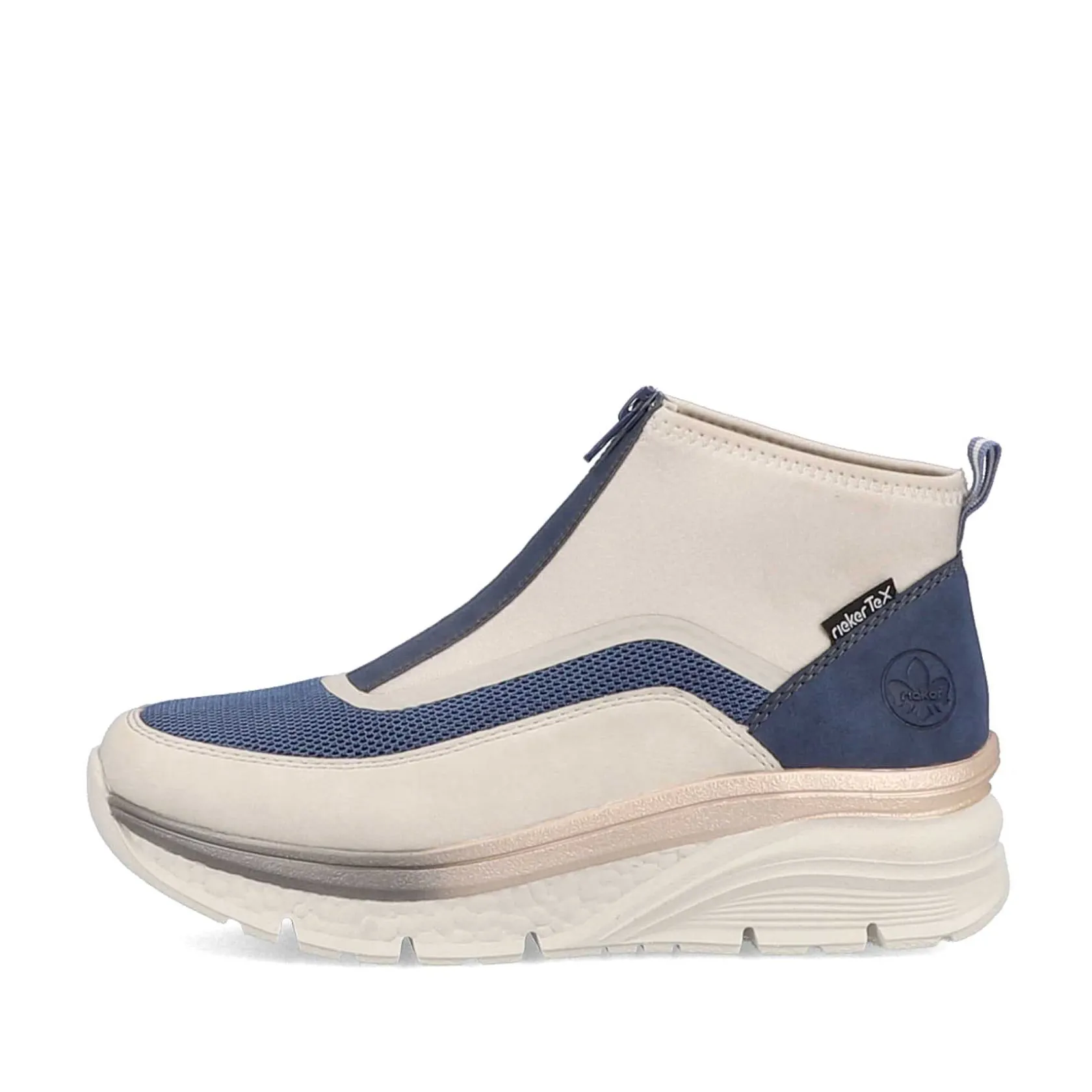 Rieker Sneakers-Women'S Sneaker High Light Beige-Denim Blue