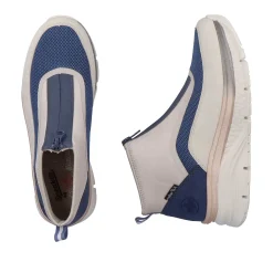 Rieker Sneakers-Women'S Sneaker High Light Beige-Denim Blue