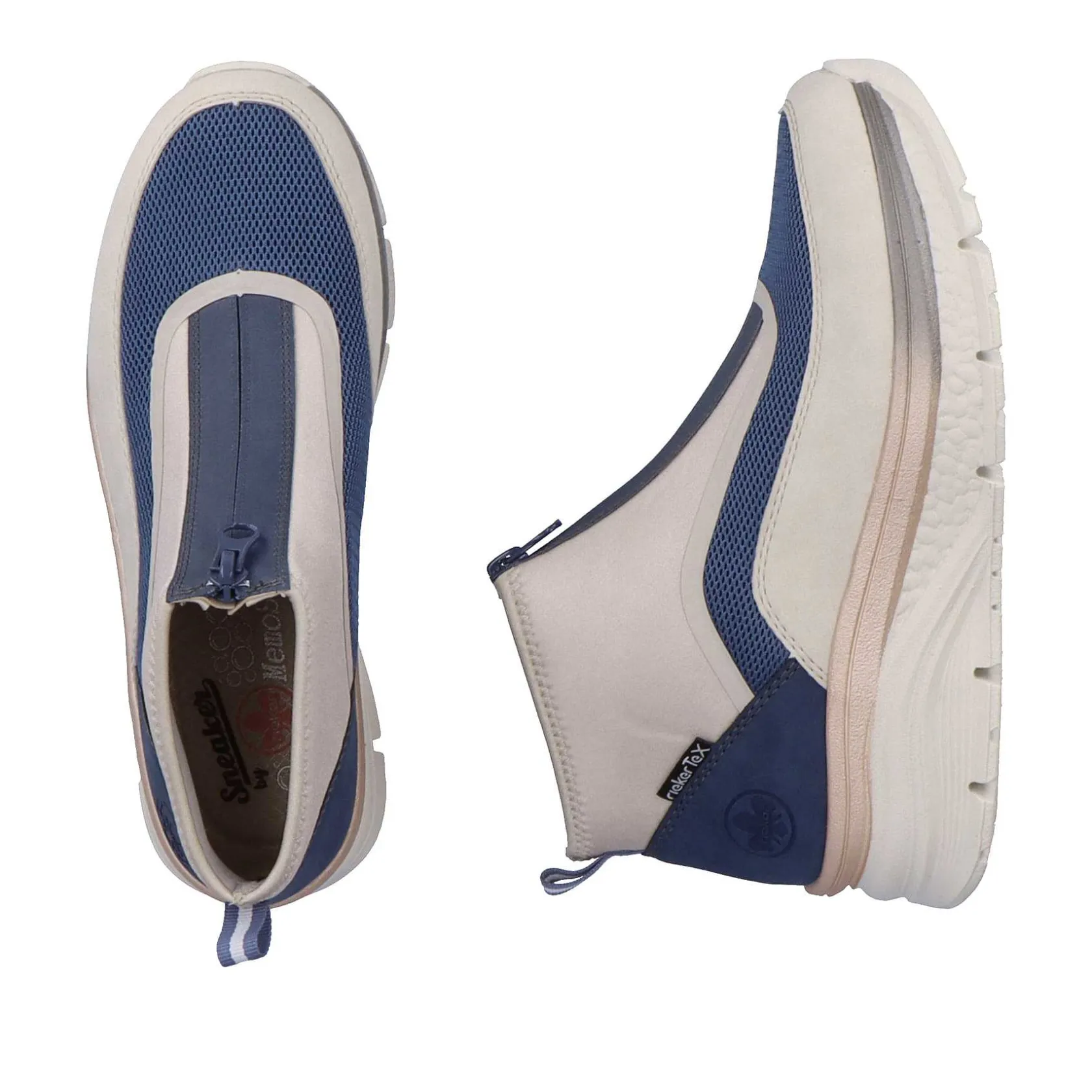 Rieker Sneakers-Women'S Sneaker High Light Beige-Denim Blue