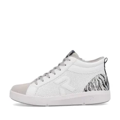 Rieker Sneakers-Women'S Sneaker High Swan-White Arctic-Grey Zebra