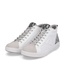 Rieker Sneakers-Women'S Sneaker High Swan-White Arctic-Grey Zebra