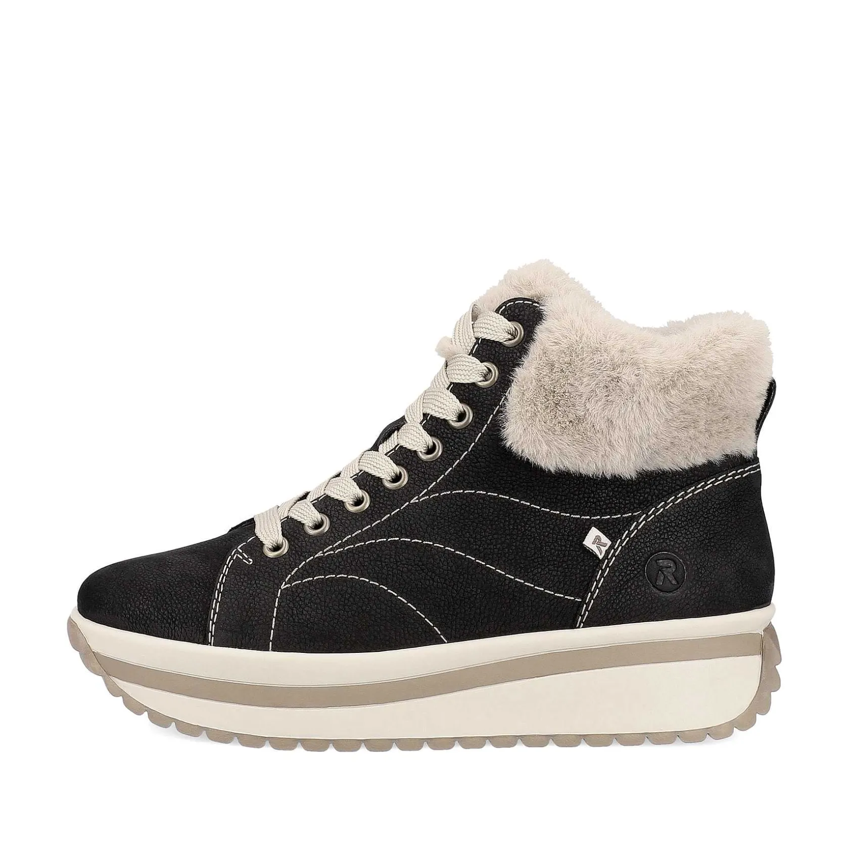 Rieker Sneakers-Women'S Sneaker High Night Black Cream Beige