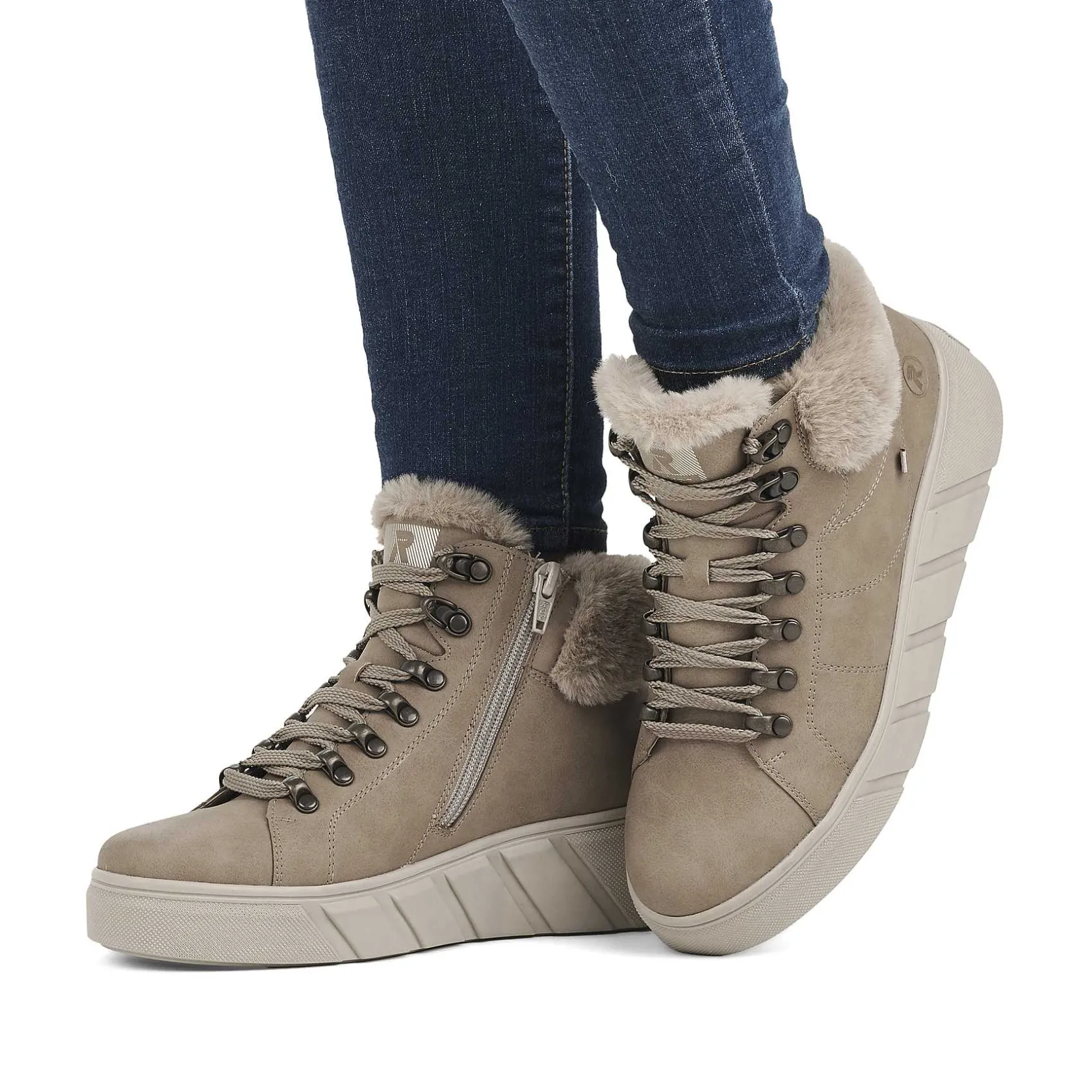 Rieker Sneakers-Women'S Sneaker High Clay Beige