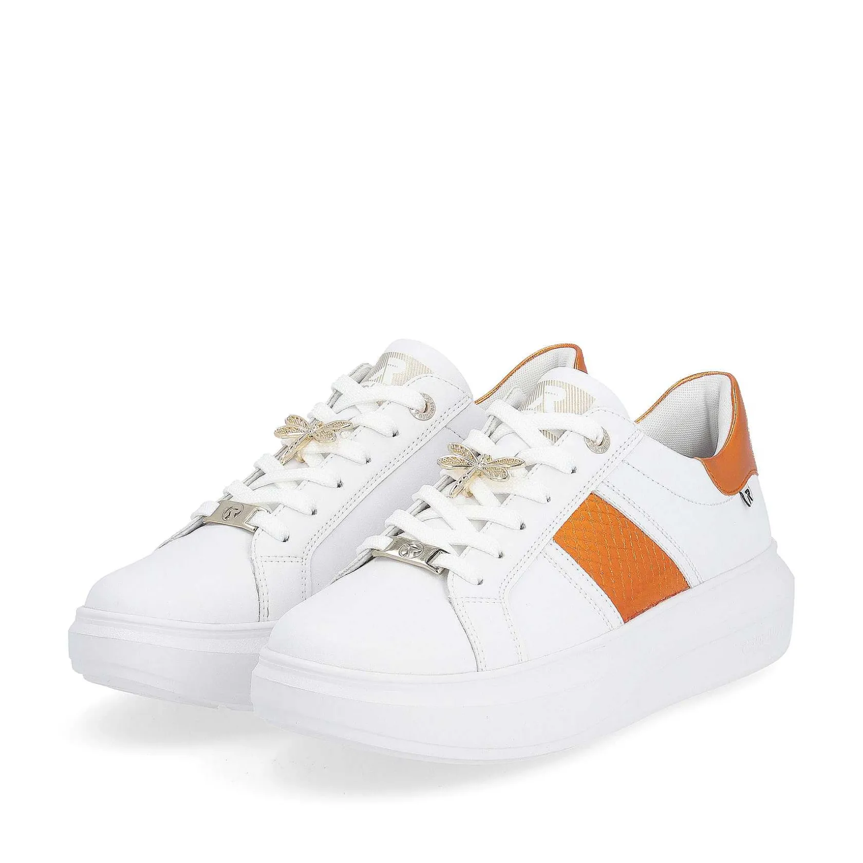 Rieker Colorful Styles-Women'S Sneaker Low Pearl-White Copper-Metallic