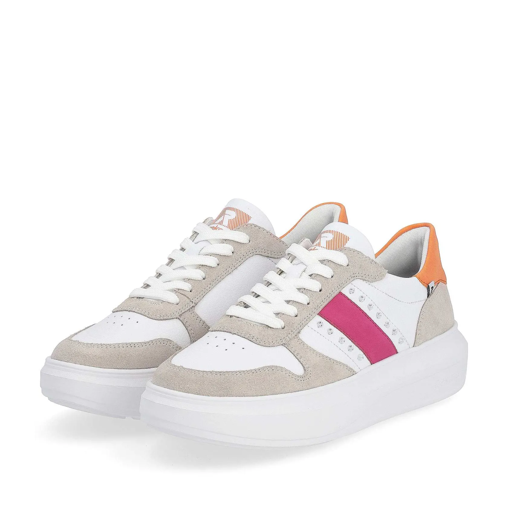 Rieker Colorful Styles-Women'S Sneaker Low Pearl-White Sand-Beige