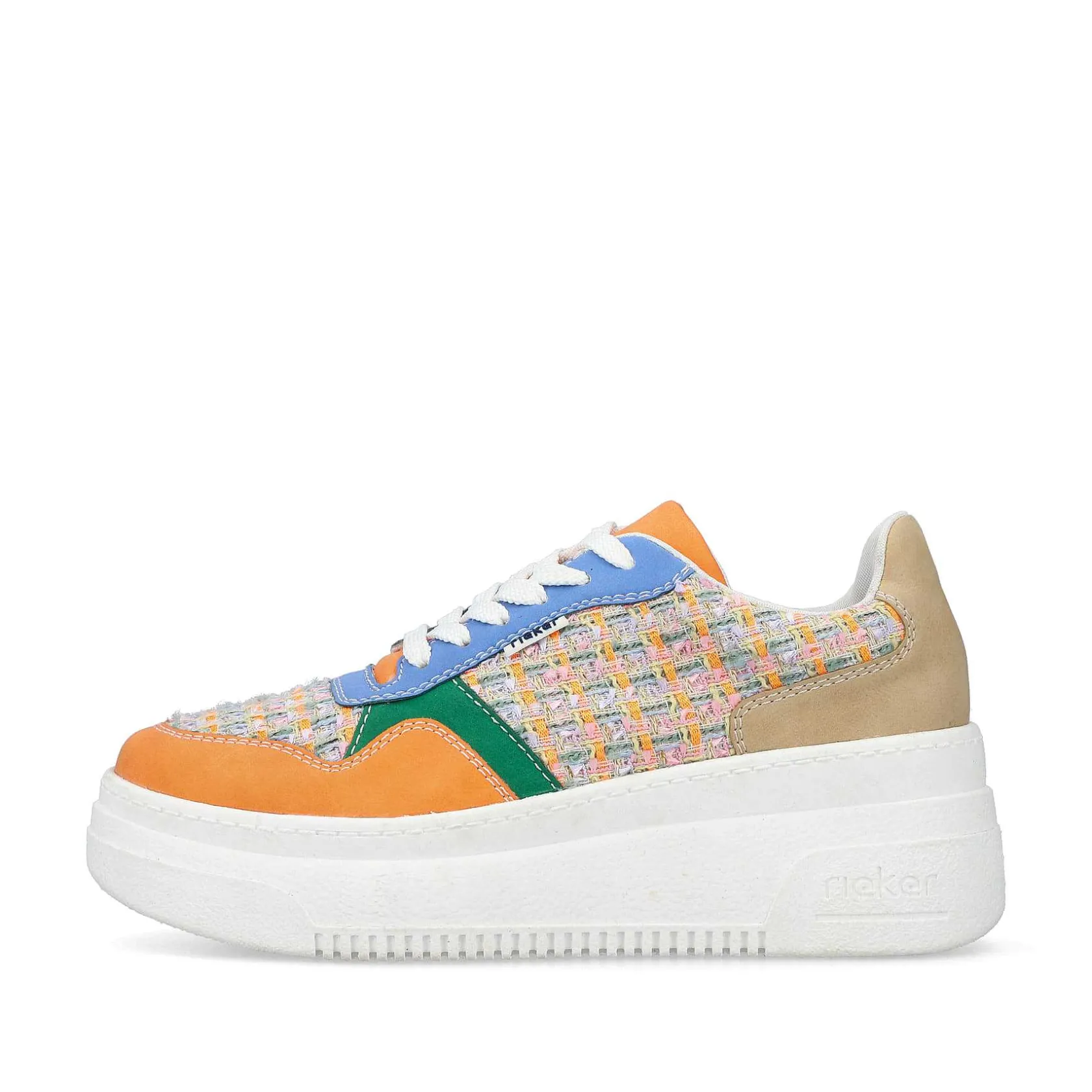Rieker Vegan-Women'S Sneaker Low Multi-Orange-Emerald Green