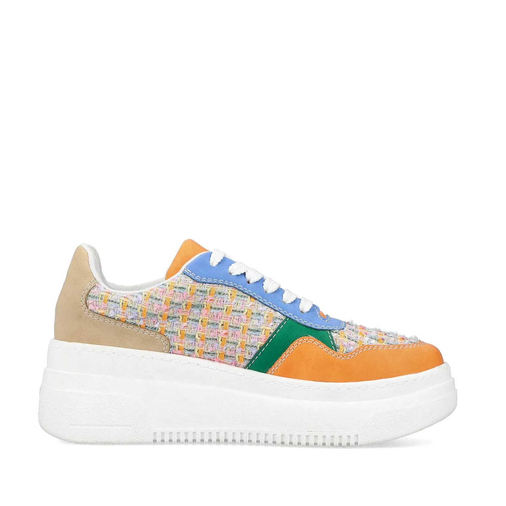 Rieker Vegan-Women'S Sneaker Low Multi-Orange-Emerald Green