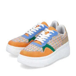 Rieker Vegan-Women'S Sneaker Low Multi-Orange-Emerald Green