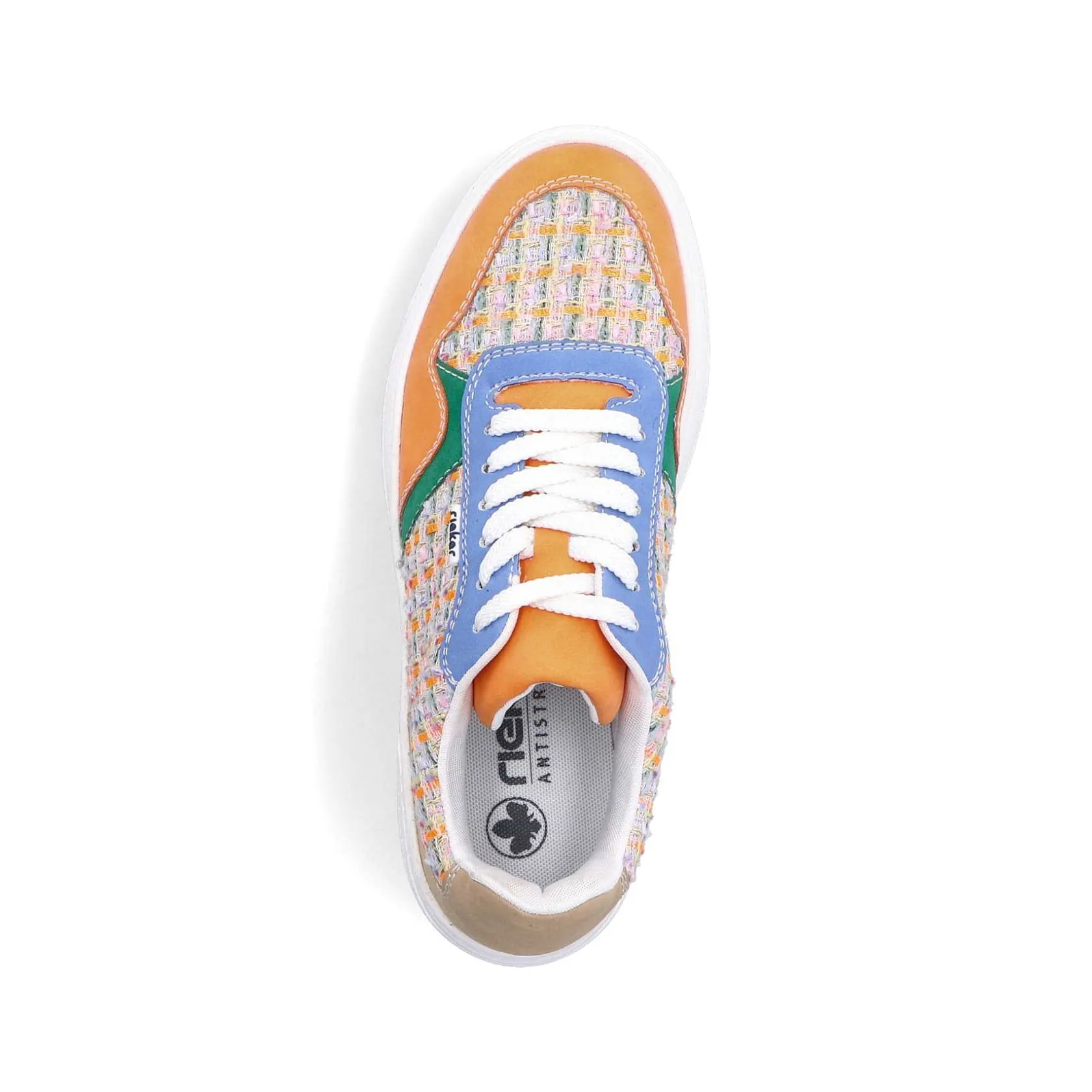 Rieker Vegan-Women'S Sneaker Low Multi-Orange-Emerald Green