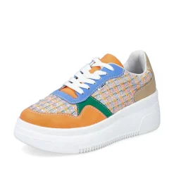Rieker Vegan-Women'S Sneaker Low Multi-Orange-Emerald Green