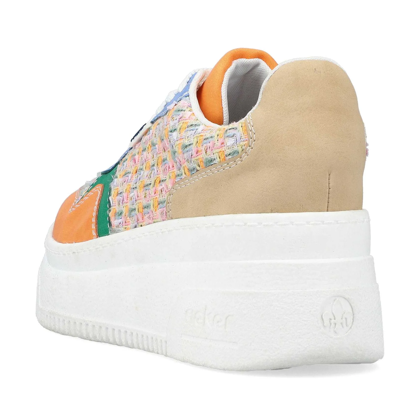 Rieker Vegan-Women'S Sneaker Low Multi-Orange-Emerald Green