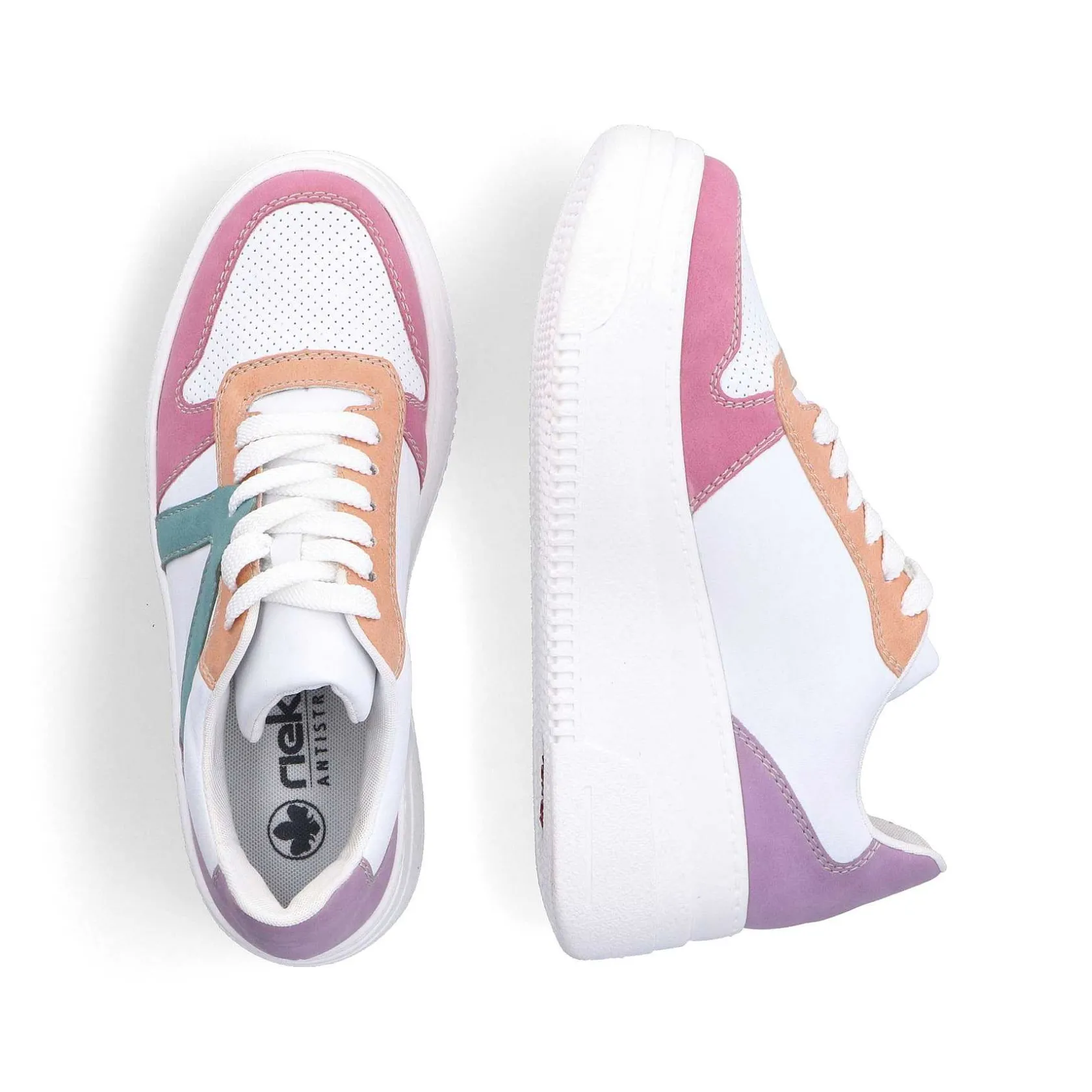 Rieker Colorful Styles-Women'S Sneaker Low Ice White-Multicolored