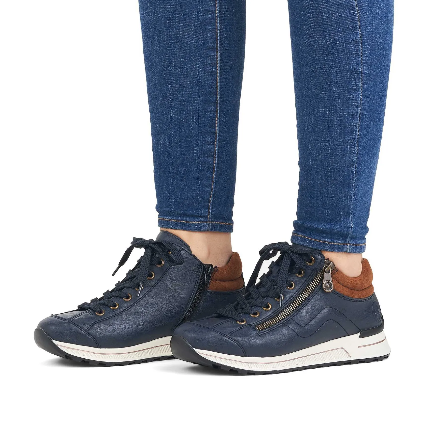 Rieker Sneakers-Women'S Sneaker Low Navy Blue-Brown