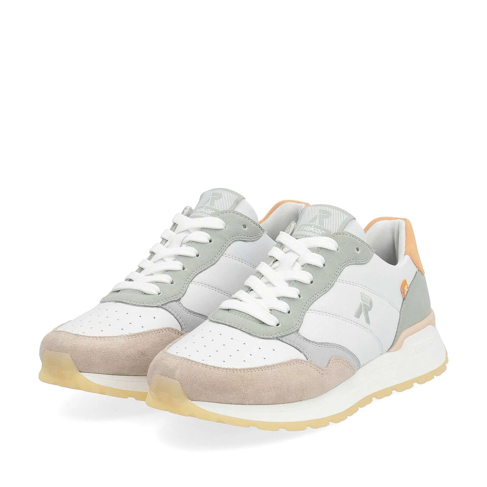 Rieker Sneakers-Women'S Sneaker Low Pearl-White Grey-Green