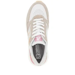 Rieker Colorful Styles-Women'S Sneaker Low Light Beige Fuchsia Apricot