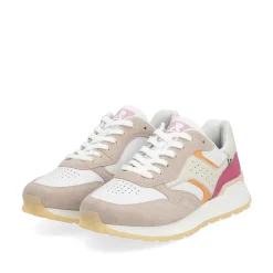 Rieker Colorful Styles-Women'S Sneaker Low Light Beige Fuchsia Apricot