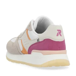 Rieker Colorful Styles-Women'S Sneaker Low Light Beige Fuchsia Apricot