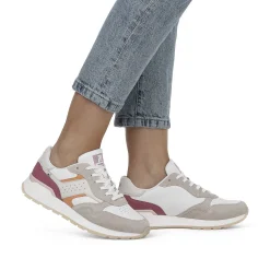 Rieker Colorful Styles-Women'S Sneaker Low Light Beige Fuchsia Apricot