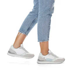 Rieker Sneakers-Women'S Sneaker Low Swan-White Clay-Beige Ice-Blue