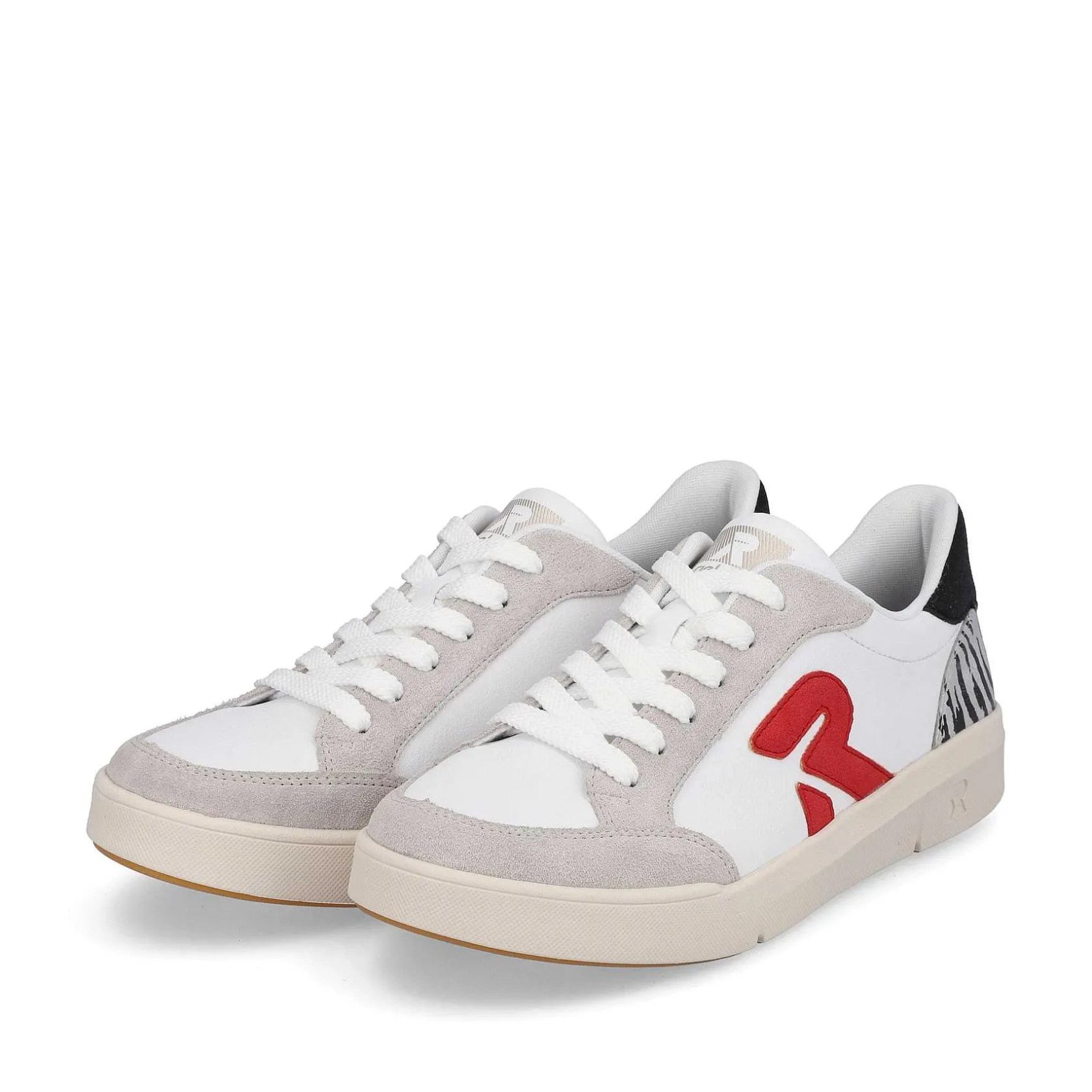 Rieker Sneakers-Women'S Sneaker Low Swan-White Arctic-Grey Zebra