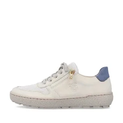 Rieker Sneakers-Women'S Sneaker Low Cream Beige-Royal Blue