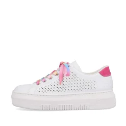 Rieker Colorful Styles-Women'S Sneaker Low Cream White-Flamigor Pink