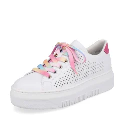 Rieker Colorful Styles-Women'S Sneaker Low Cream White-Flamigor Pink