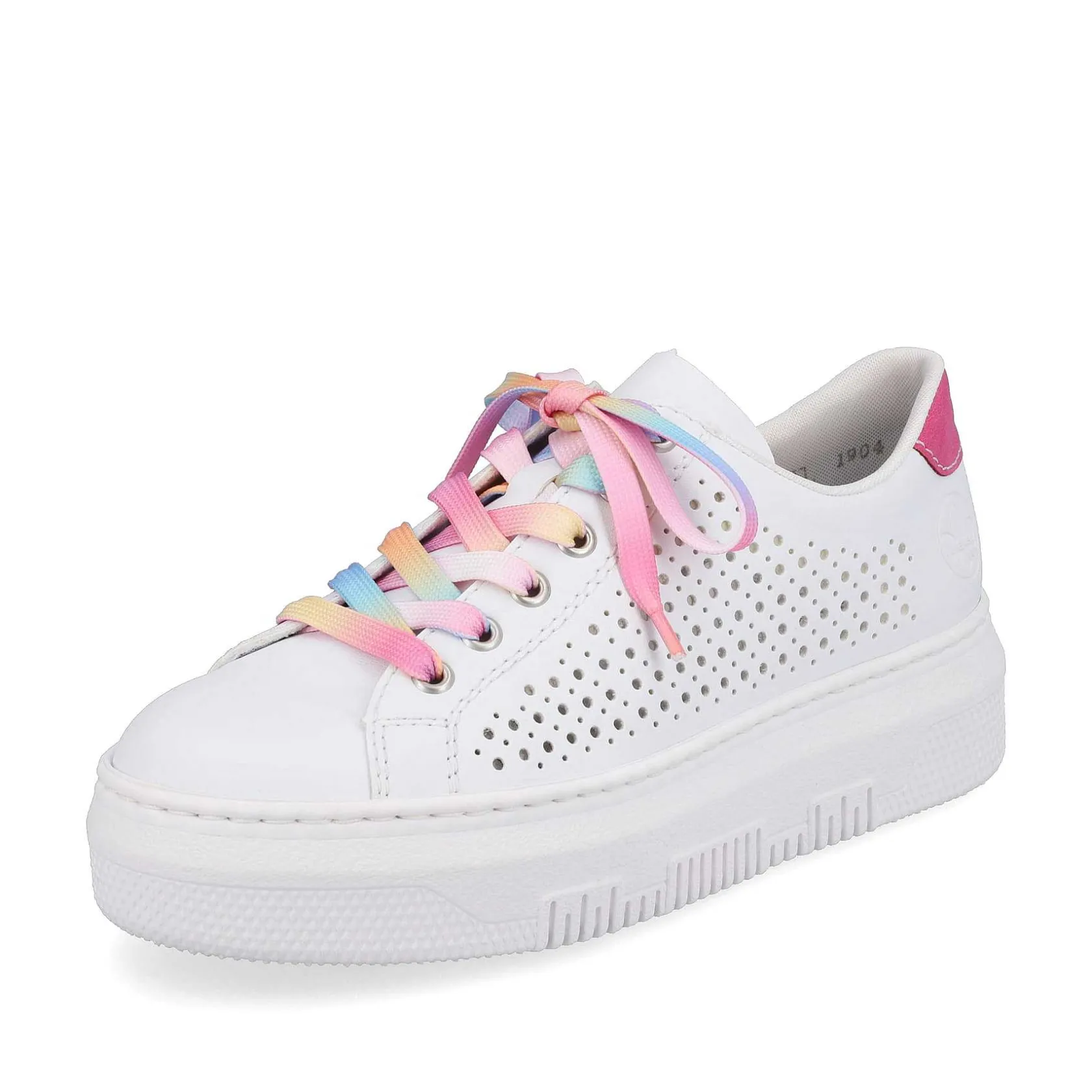 Rieker Colorful Styles-Women'S Sneaker Low Cream White-Flamigor Pink