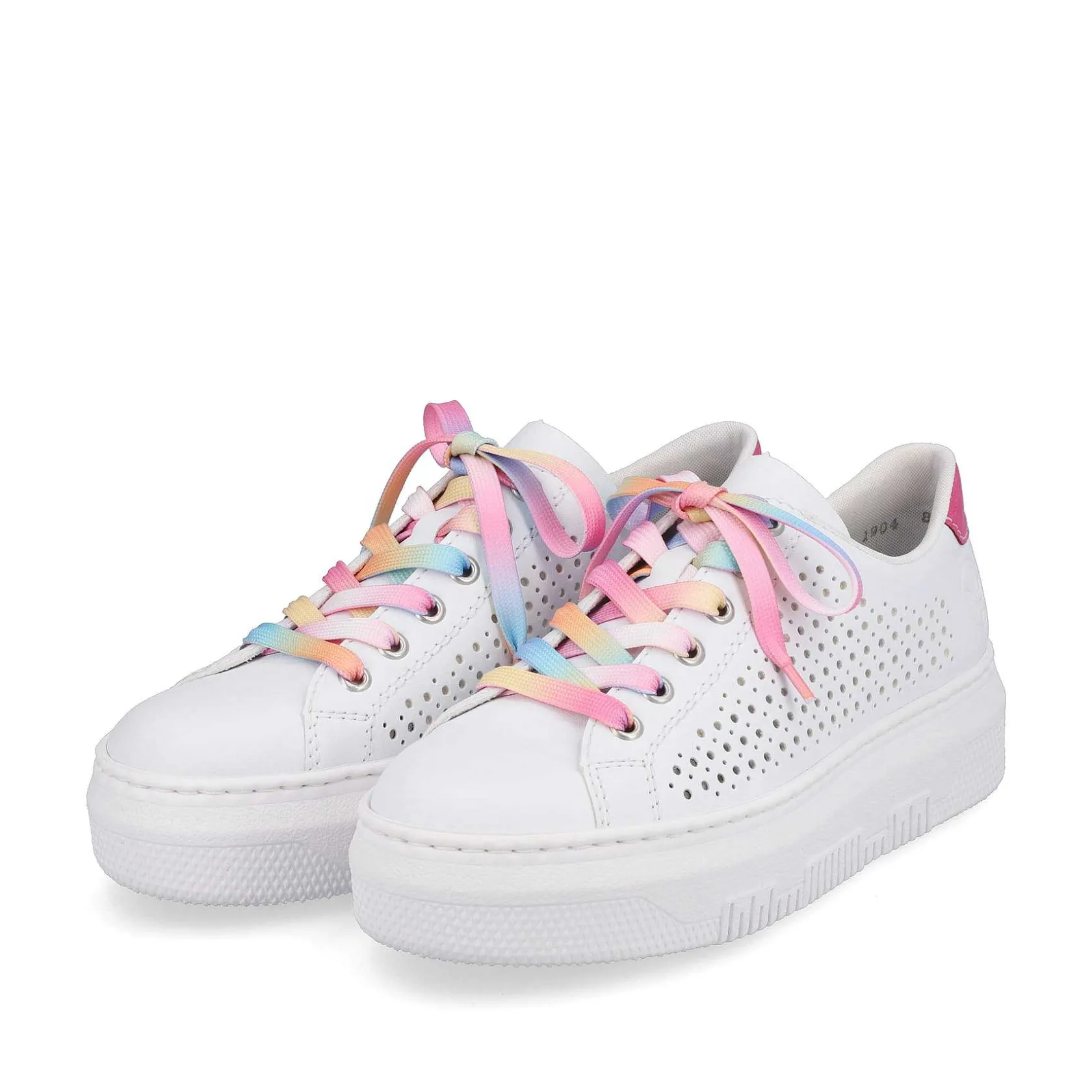 Rieker Colorful Styles-Women'S Sneaker Low Cream White-Flamigor Pink