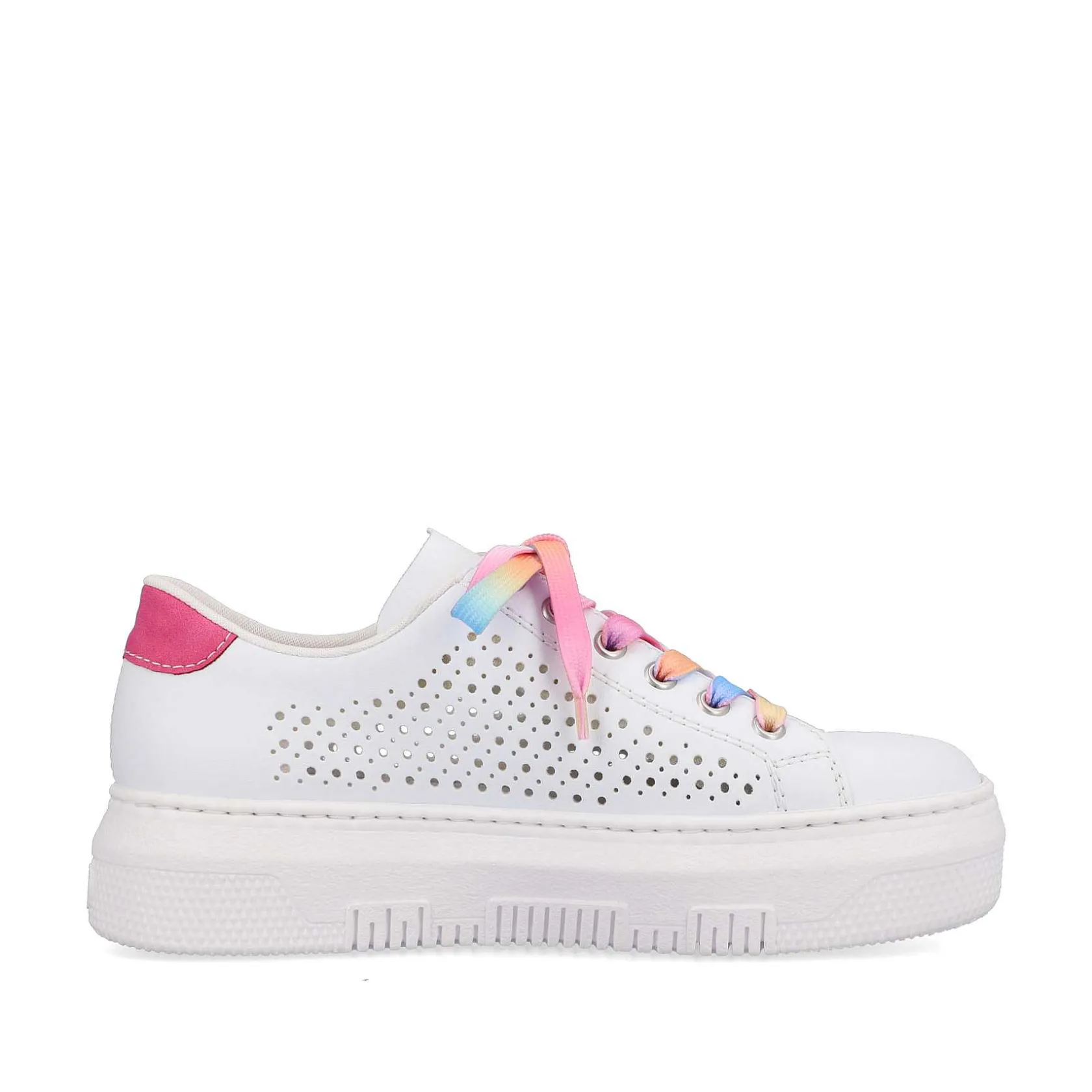 Rieker Colorful Styles-Women'S Sneaker Low Cream White-Flamigor Pink