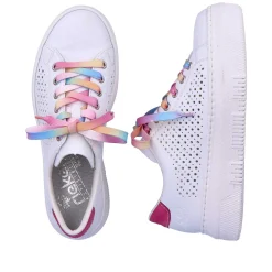 Rieker Colorful Styles-Women'S Sneaker Low Cream White-Flamigor Pink