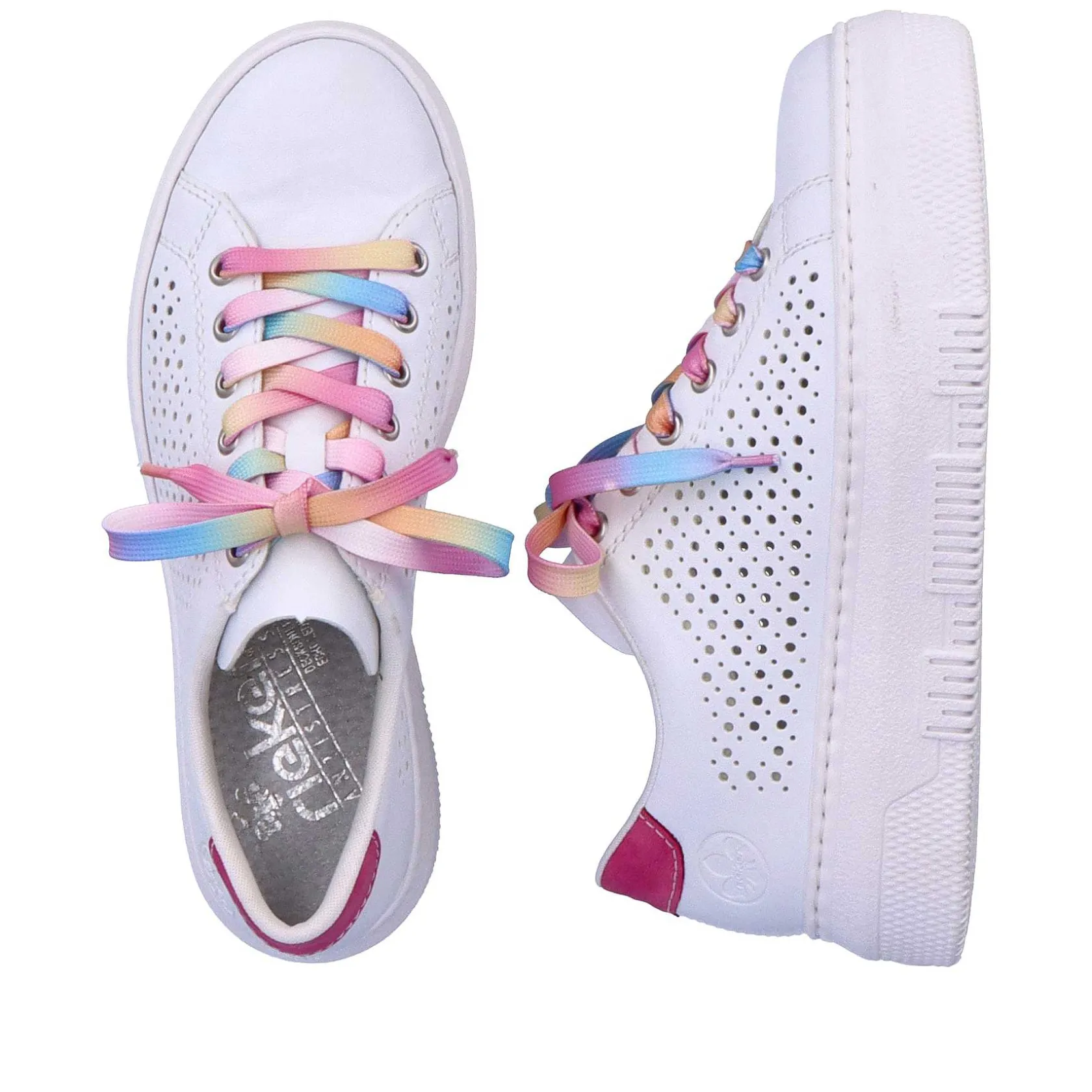 Rieker Colorful Styles-Women'S Sneaker Low Cream White-Flamigor Pink