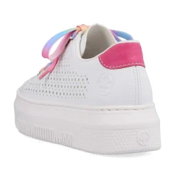 Rieker Colorful Styles-Women'S Sneaker Low Cream White-Flamigor Pink