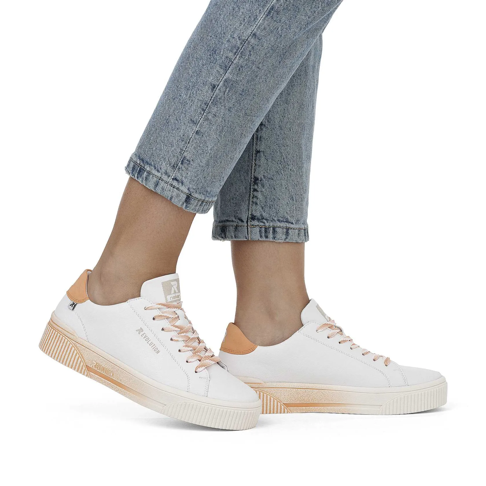 Rieker Colorful Styles-Women'S Sneaker Low Crystal-White Apricot