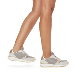 Rieker Sneakers-Women'S Sneaker Low Clay-Beige Rock-Grey
