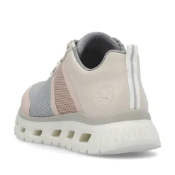 Rieker Colorful Styles-Women'S Sneaker Low Light Beige-Pastel Blue-Pink