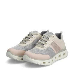 Rieker Colorful Styles-Women'S Sneaker Low Light Beige-Pastel Blue-Pink