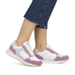 Rieker Colorful Styles-Women'S Sneaker Low Lilac Pearl-White