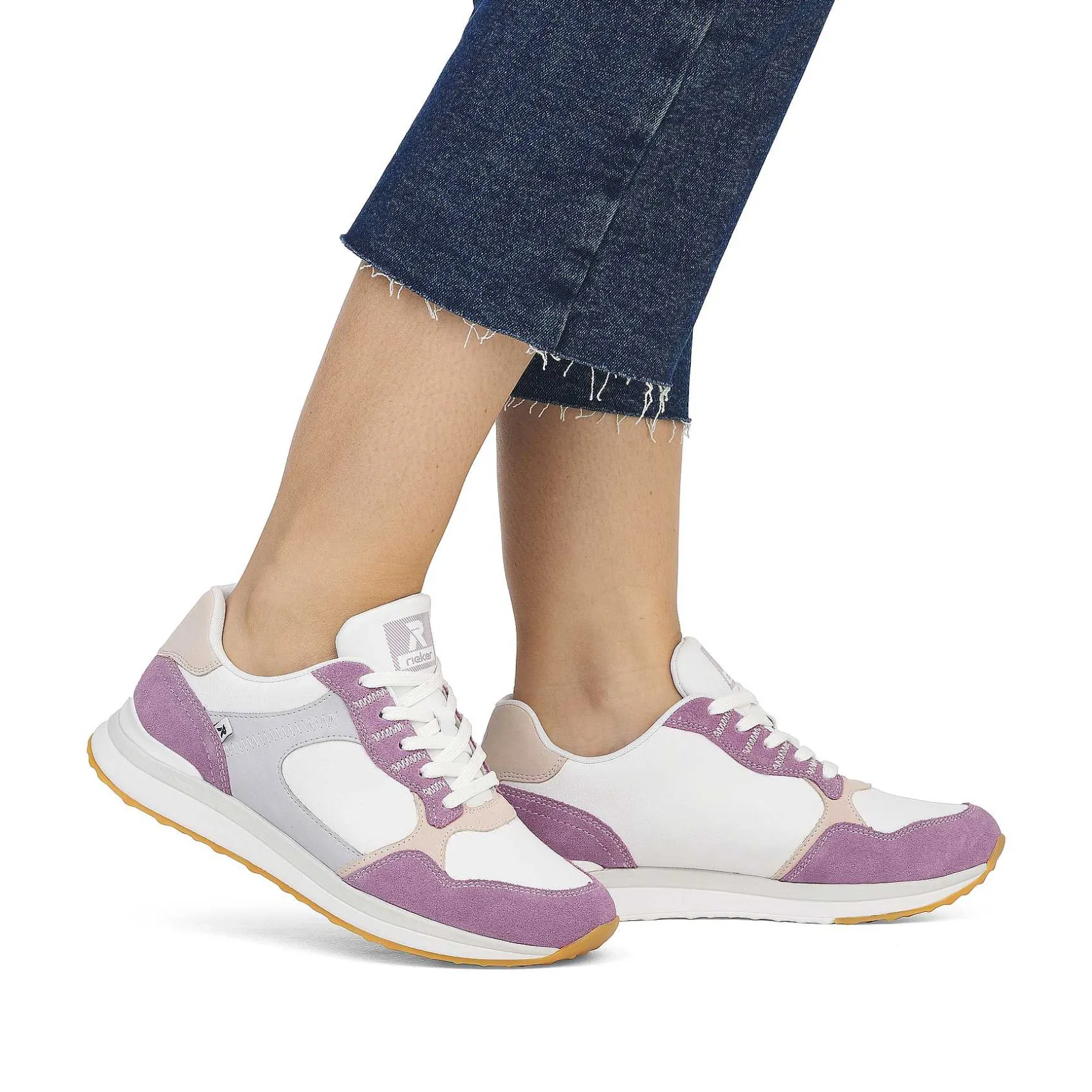 Rieker Colorful Styles-Women'S Sneaker Low Lilac Pearl-White