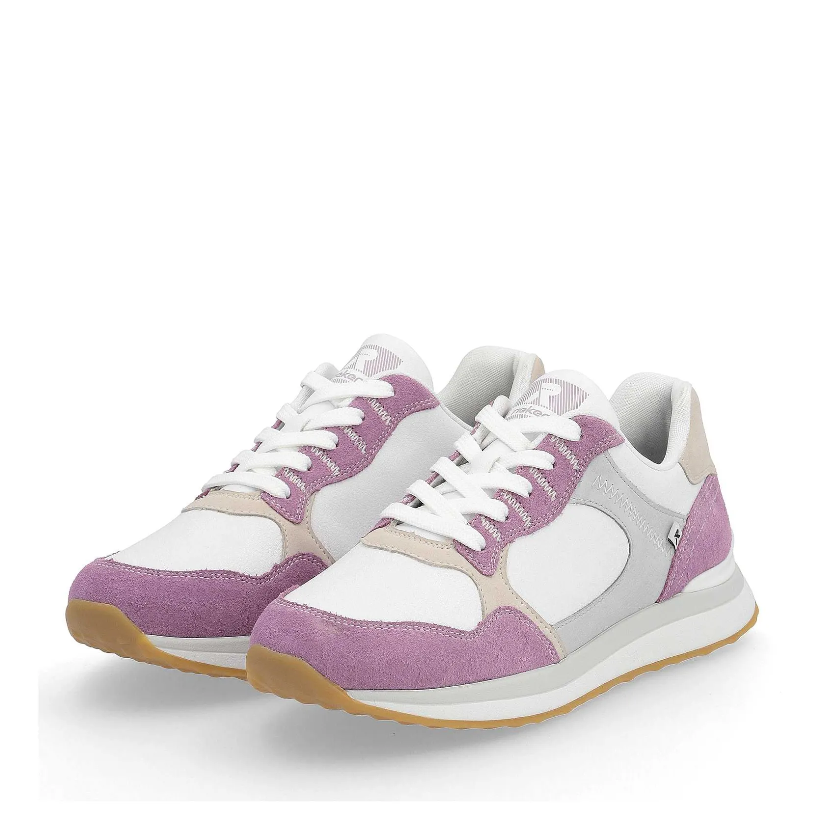 Rieker Colorful Styles-Women'S Sneaker Low Lilac Pearl-White