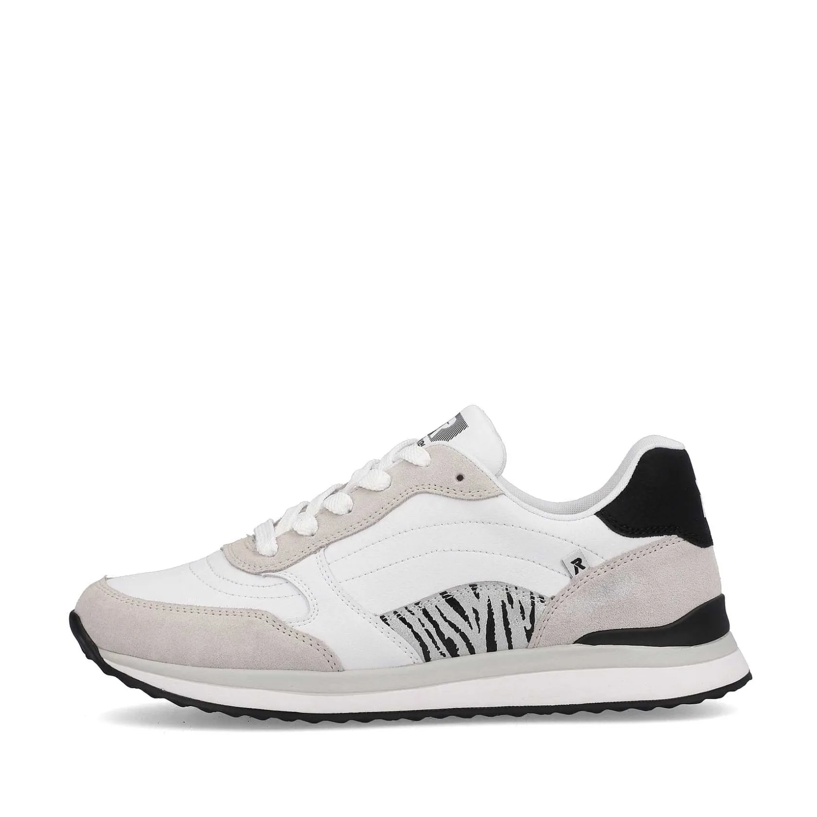 Rieker Sneakers-Women'S Sneaker Low Swan-White Arctic-Grey Zebra