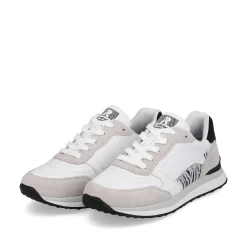 Rieker Sneakers-Women'S Sneaker Low Swan-White Arctic-Grey Zebra