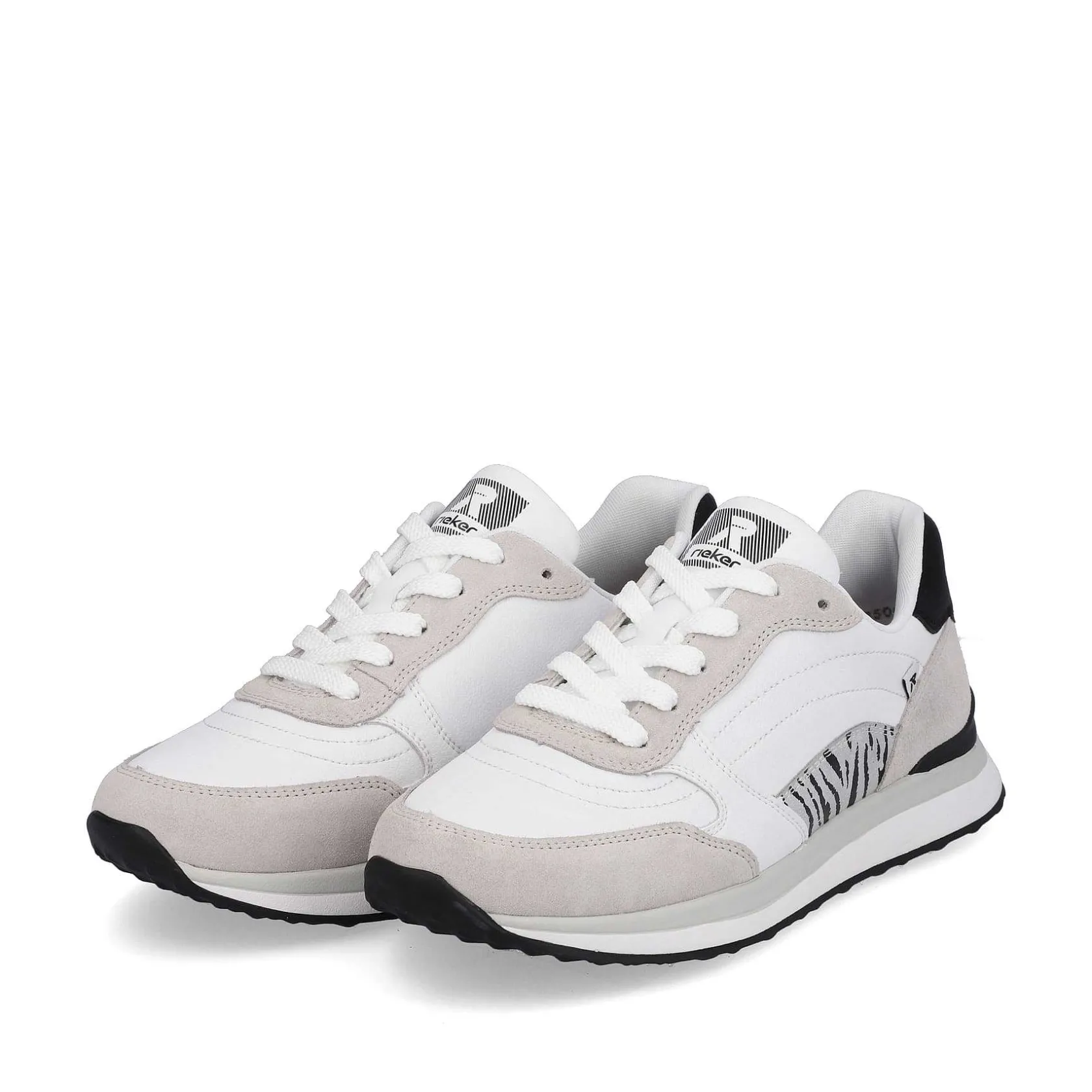 Rieker Sneakers-Women'S Sneaker Low Swan-White Arctic-Grey Zebra