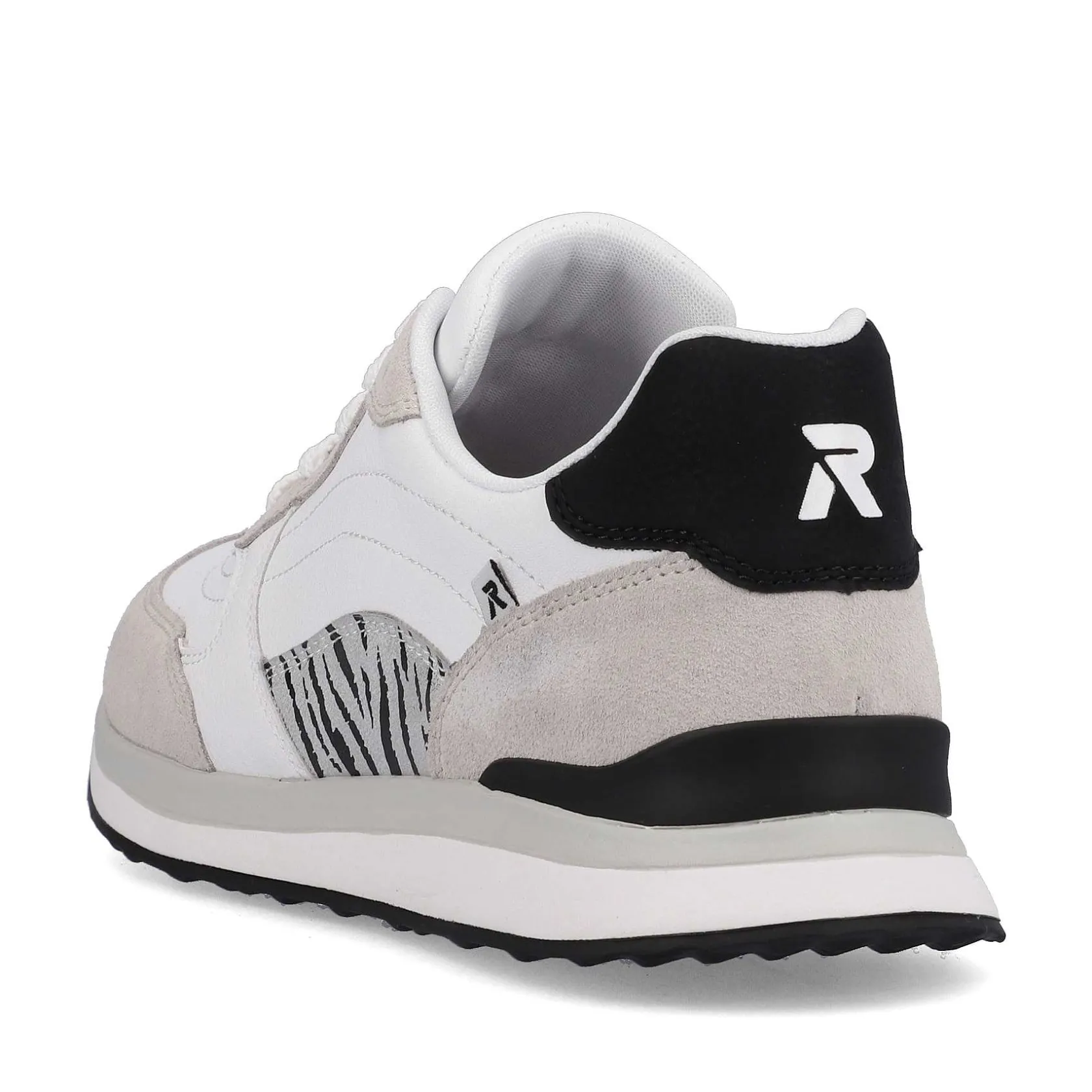 Rieker Sneakers-Women'S Sneaker Low Swan-White Arctic-Grey Zebra