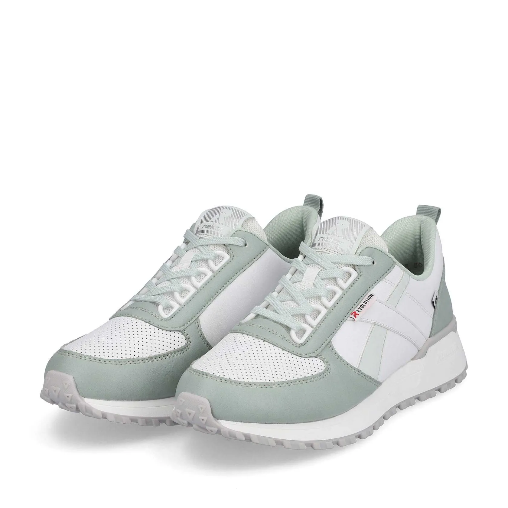 Rieker Colorful Styles-Women'S Sneaker Low Mint-Green Swan-White